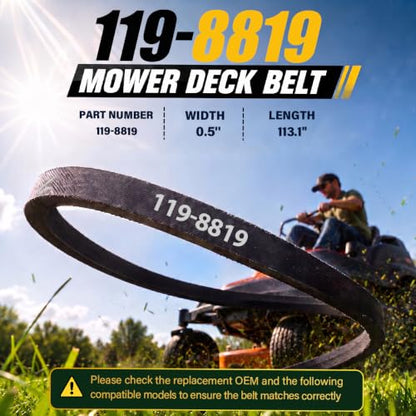 119-8819 Deck Belt 113.1" x 0.5" Replacement for Toro TimeCutter - size: 119-8819