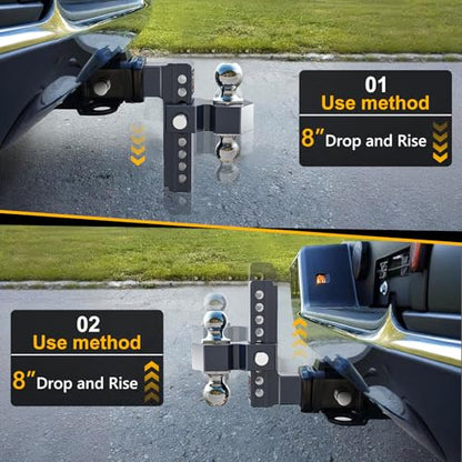Adjustable Trailer Hitch, 8in Drop Hitch (for 2.5 Inch Receiver)