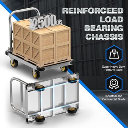 2500 lb Extra Large Platform Truck, 44" x 28" Foldable Flatbed Cart - size: 44" x 28"