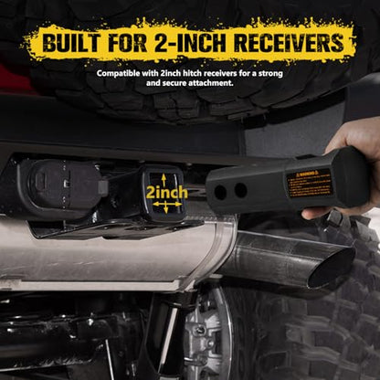 BUNKER INDUST Soft Shackle Hitch Receiver 2 Inch, 22,000Lbs WLL Aluminum Hitch Mount with Locking Pin, 1.57"-Wide Opening for Most Soft Shackles,Towing Accessories for Off-Road Vehicle Recovery - size: 2 Inch Receiver