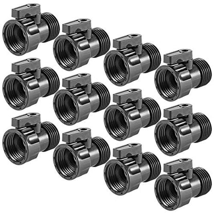 12 Pack 3/4'' Plastic Garden Hose Shut Off Valve, Garden Hose Quick Connect
