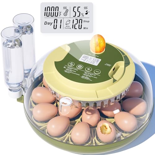 18 Egg Incubator, Incubator for Hatching Eggs, Automatic Egg Turning and Humidity Temperature Control, Egg Candler, Hatch Day, Automatic Water Refill, for Chicken, Ducks, Quail, Goose, Pigeon