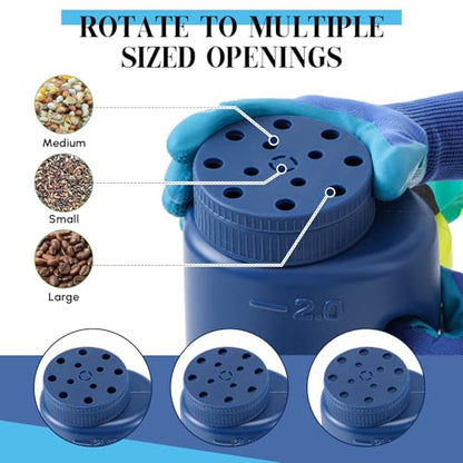Handheld Spreader Set with Scoop & Gloves for Seed, Salt, De-icer,Blue - color: Blue