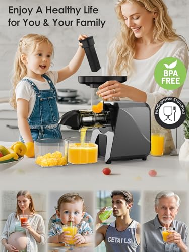 Cold Press Juicer for Celery Carrot Orange- Soft/Hard Fruits Vegetables - color: Black
