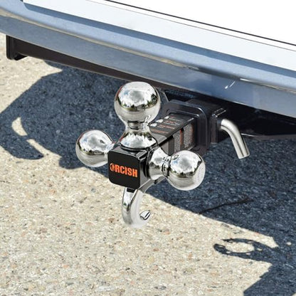 ORCISH Tri-Ball Trailer Hitch Mount with Tow Hook & Pin for 2" Receiver - color: 2"-Standard-Chrome
