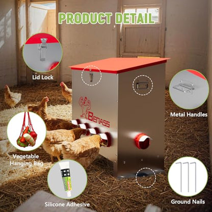 Metal Chicken Feeder, 150 LBs, 10 Ports - size: 150 LB-10 Ports