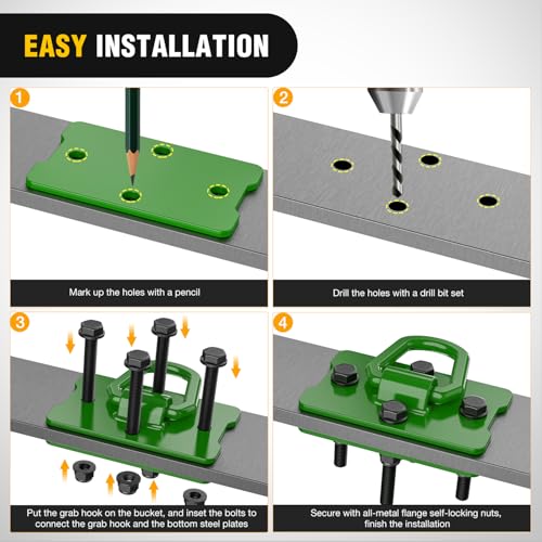 Nilight 1/2" Heavy Duty Trailer D Ring Tie Down Anchors with Backing Plates - color: Dark Green, size: D Ring