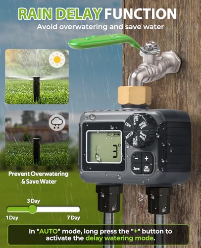 HIRALIY Sprinkler Timer, Water Timer for Garden Hose 2 Zone