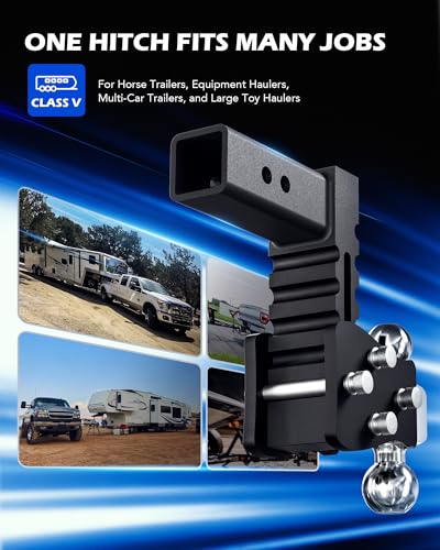 OMT Adjustable Trailer Hitch, 2.5" Receiver, 20000 lb GTW - size: 2.5" Receiver 5" Drop & Rise