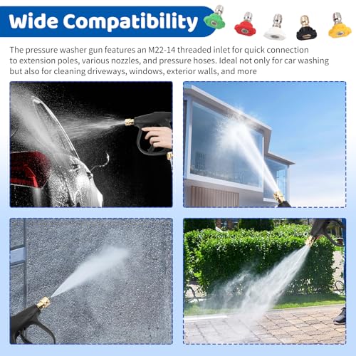 2026 New Short Pressure Washer Gun Kit,M22-14 Thread Car Wash Gun