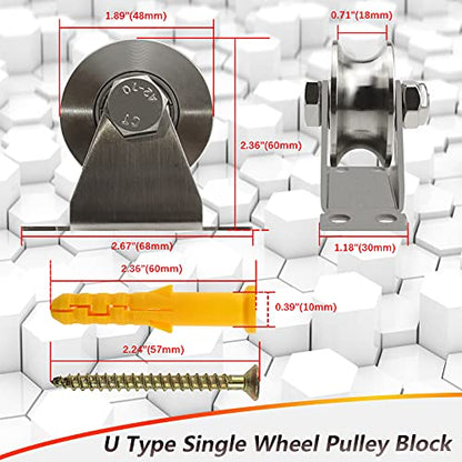Groove Pulley Wheel Stainless Steel Wall Mounted Pulley, U Type - size: 1 Pack