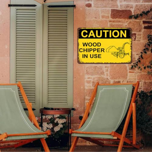 Caution Wood Chipper In Use Vintage Metal Sign 8x12 Inch