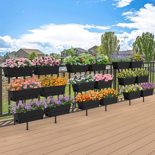 3-Tier Vertical Garden Planter with 6 Boxes, 31" Tall Raised Garden Bed - color: Black, size: 3-Tier