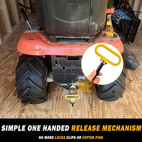 2 Packs Magnetic Hitch Pin, Lawn Mower Trailer Hitch Pins 1/2 Inch with Handle and Clip, Trailer Gate Pin for Mowers, Tractor Truck, Towing Cargo, ATV - Simple One Handed Hook On & Off（Yellow - color: YELLOW-2pc