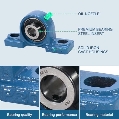 2 Pack UCP202-10 Pillow Block Bearing- 5/8 inch Bore Mounted Pillow Bearing Solid Cast Iron Base- Self Alignment - size: UCP202-10