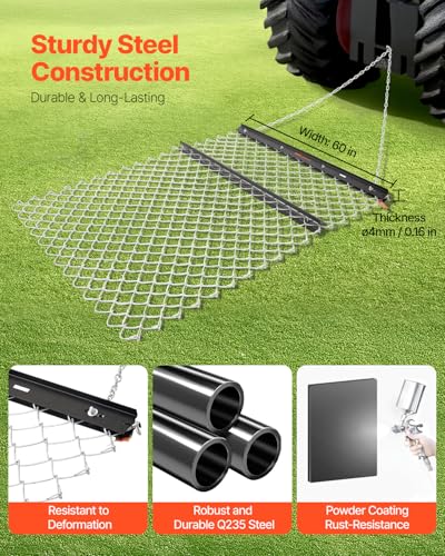 VEVOR Drag Harrow 4 x 5 ft Chain Harrow Durable Rake Made from Q235 Steel - size: 4 x 5 ft
