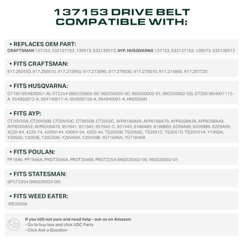 UDC Parts 137153 Craftsman Drive Belt Replacement, 1/2" x 83", Aramid Cord - size: 0.5"W x 83"L