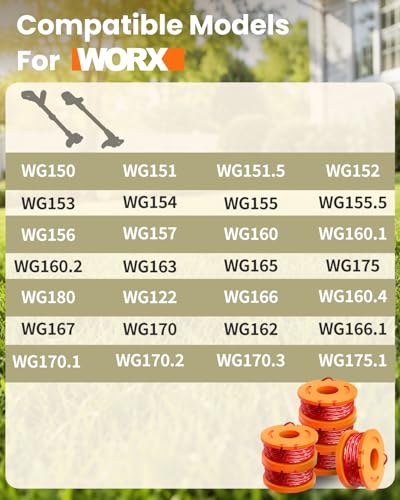 15 Pack Trimmer Spool Line for Worx,(WA0010)Replacement Weed Wacker String for Worx Weed Eater,Trimmer Line Refills 0.065'' for Worx,Suitable for Worx String Trimmers(12 Trimmer Spools,3 Trimmer Caps)