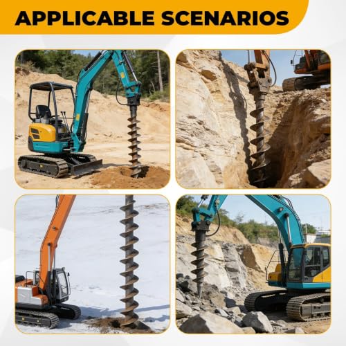 200mm Hydraulic Auger Compatible with 1-1.5 Ton Mini Excavator