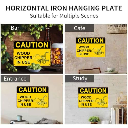 Caution Wood Chipper in Use Aluminum Metal Sign 8 x 12 Inch
