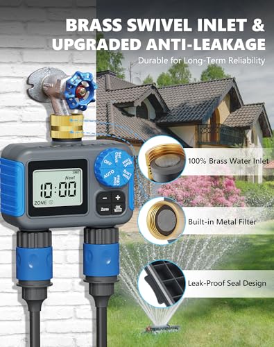 Sprinkler Timer with Brass Swivel, Hose Timers for Watering - size: 2 Outlet