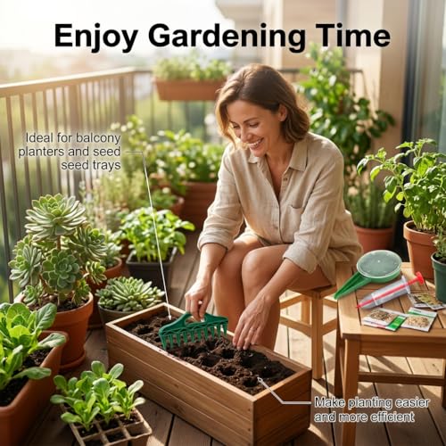 The Row Seeder by Seeding Squar&Mini Seed Planter Tool,Handheld Garden Tool for Precise Seed & Seedling,Adjustable Hand Sowing Seeder with 5 Dial Settings for Flowers, Vegetables
