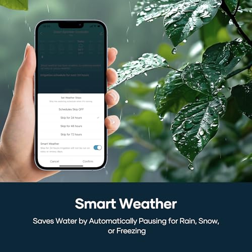 Smart Sprinkler Controller WiFi with External Antenna, Strong Signal Irrigation Timer, App & Panel Dual Control, Indoor Watering System with Weather Intelligence, 24VAC Compatible, 8 Zone