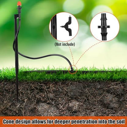 Geelin 25 Pcs 90 Degree Irrigation Sprinkler Heads with 12" Stake Drip Micro Spray Emitters with 1/4" Irrigation Tubing on Riser Stake Micro Spray Sprinkler Assembly for Garden Watering System - style: 90 Degree