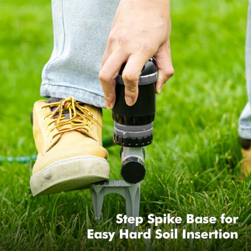 RESTMO Gear Drive Sprinkler with Step Spike Base, Silver - color: Silver, size: 1 Pack