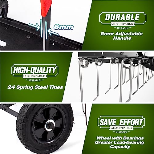 Suchtale 48 Inch Tow Behind Lawn Dethatcher with 24 Spring Tines - size: 48-inch