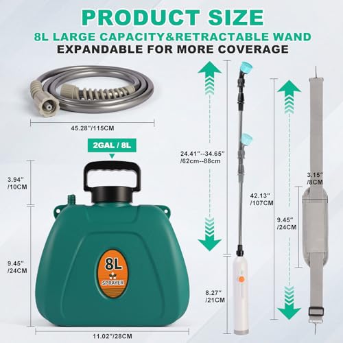 2 Gallon Battery Sprayer with 2 Speeds & Telescopic Wand