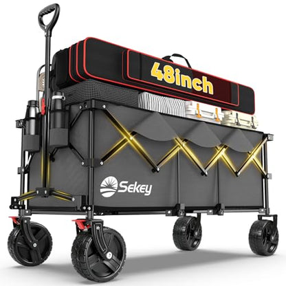 Sekey 300L Extended Collapsible Wagon, 660 lb Capacity, 48 in Long - color: Gray