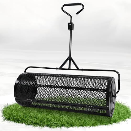 44 Inch Towable Compost Spreader, Metal Mesh Peat Moss Spreader for Lawn - size: 44 Inch