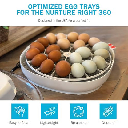Egg Trays for Nurture Right 360 Egg Incubator,22 Medium Chicken Eggs Keeper