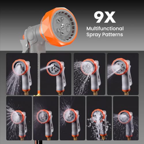 DUMOS Retractable Garden Hose Reel, 1/2 in X 130 ft Water Hose with Nozzle - color: Orange and Grey, size: 1/2" x 130 FT