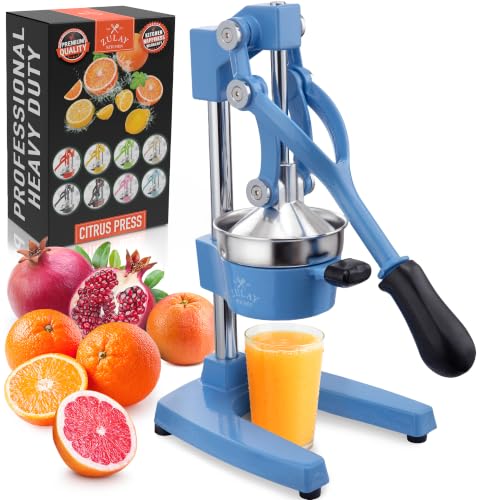 Zulay Kitchen Cast Iron Juicer - Heavy Duty Orange Juicer with Detachable Strainers for Easy Cleaning, Citrus Press for Citrus Fruits, Perfect for Bartenders, Juice Lovers & Health Enthusiasts - color: Blue Haze, size: Cast Iron Juicer