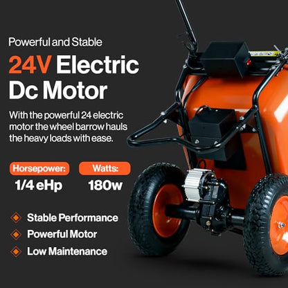 SuperHandy Electric Wheelbarrow Utility Cart, 24V, 330 lb, Power Wagon