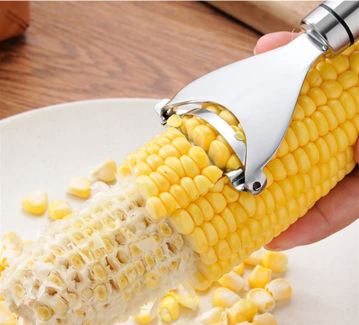2PCS Corn Peeler, Magic Corn Stripper for Corn on the Cob Remover Tool,Stainless Steel Corn Planer Cutter Thresher Peeler, Corn Thresher with Hand Protect