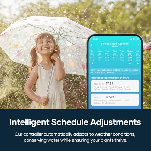 tolviviov Smart Sprinkler Controller, 8-Zone Indoor WiFi Irrigation Controller, App Enabled, Simple Automated Watering Scheduling, Local Weather Intelligence, Rain, Freeze Skip