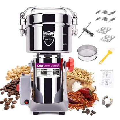 750g Grain Mill, 304 Stainless Steel Spice Grinder, 2800W High-speed Commercial Flour Mill, Superfine Flour Mill Grinder for Home, Grain Mill for Flour - size: 750g