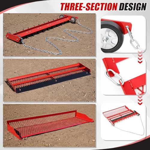 48" Heavy Duty Baseball Field Drag Harrow, Infield Groomer for Baseball & Softball Fields, Levels Dirt, Clay & Gravel Driveway, Fills Low Spots, ATV/utv Towable, Field Maintenance Tool