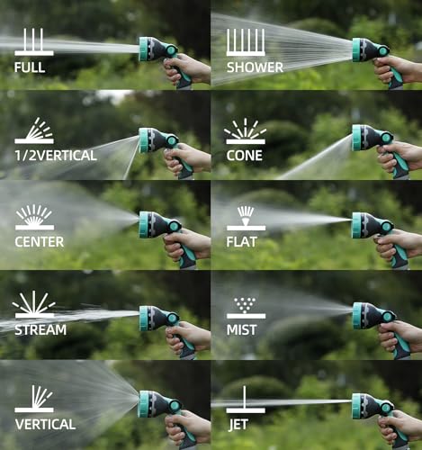 Garden Hose Nozzle, Hose Sprayer Nozzle with 10 Patterns & Thumb Control - color: Blue
