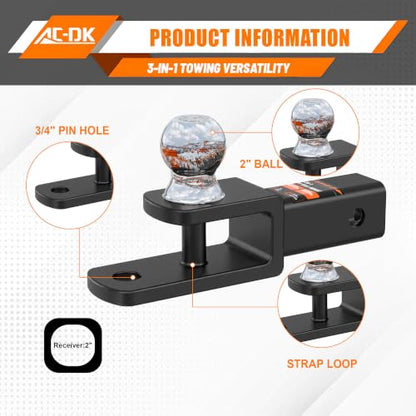 ATV/UTV Trailer Hitch Ball Mounts Fits 2 inch Receiver - size: 3-in-1 Mount – Fits 2" Receiver