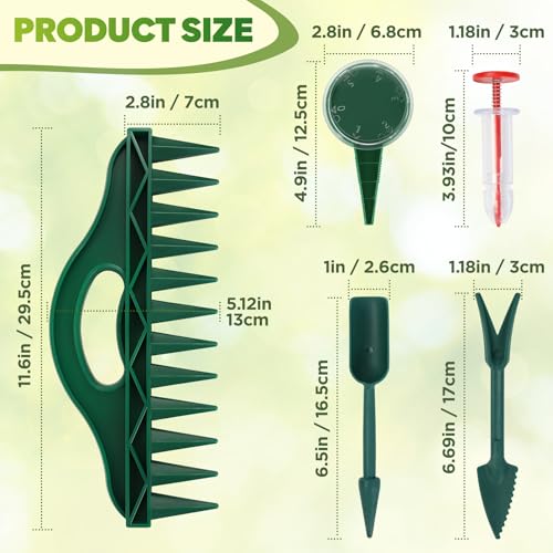 7 Pcs Seed Planter Tools, 12-Hole Garden Dibber, Seed Spreader
