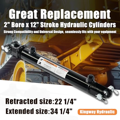 KINGWAY Hydraulic Tie Rod Cylinder 2" Borex12" Stroke, 3000 PSI SAE#8 - size: 2"x12"-WC