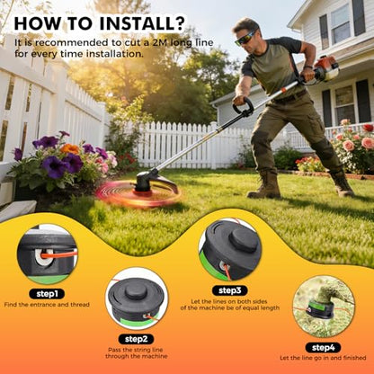 080 String Trimmer Line,Round Orange Weed Eater String, Premium Nylon Universal 0.080" Diameter x 3LB -1200ft for Lawn Edging & Thick Weeds - color: .080in × 3LB-Org