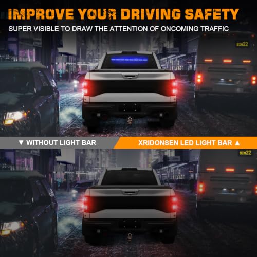 XRIDONSEN 35 inch Blue Emergency Lights 48 LED Traffic Advisor Light Bar - color: Blue