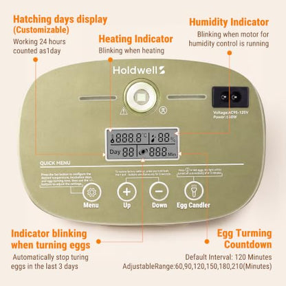 Premium 24 Egg Incubator with Smart Automatic Turner & Egg Candler - size: 24 Egg