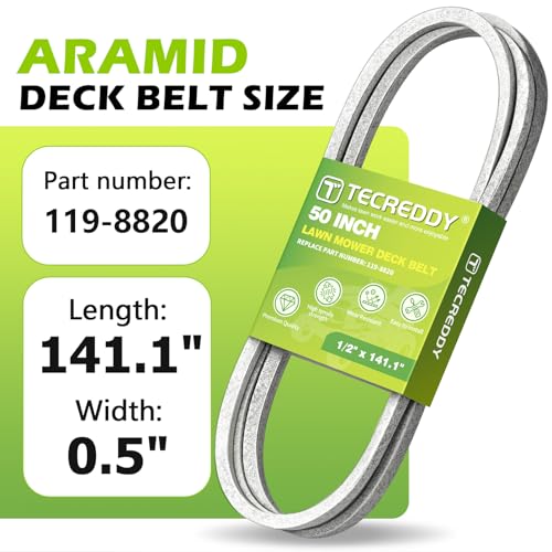 119-8820 Deck Belt for Toro 50 Inch TimeCutter SS5000 MX5000 5000 MX5060 75750 75755 Exmark Quest Zero Turn Lawn Mower 119-8820-SL SS5060 74630 74632 75751 - Aramid Cord, 1/2" x 141.1" - size: 141.1"L x 0.5"W
