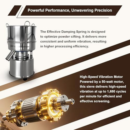 Electric Vibrating Sifter, 8-inch Powder Sifter (Machine + 40 Mesh Screen) - size: Machine + 40 Mesh Screen